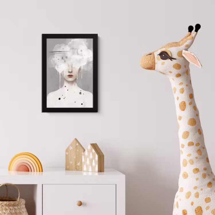 Vrouw - Wolk - Grijs fotolijst zwart zonder passe partout klein -usfeer4_kinderkamer