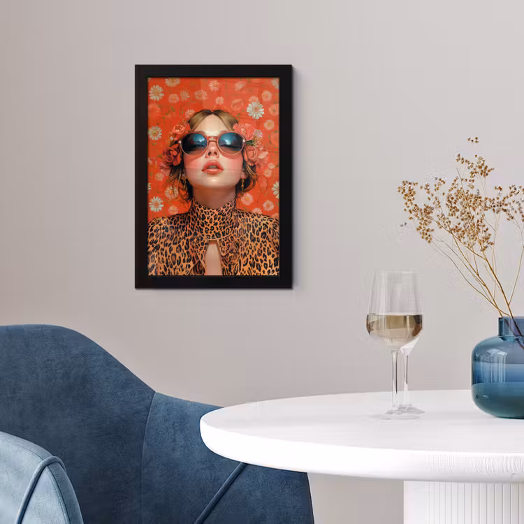 Vrouw - Kleurrijk - Dierenprint - Bloemen fotolijst zwart zonder passe partout klein -sfeer4