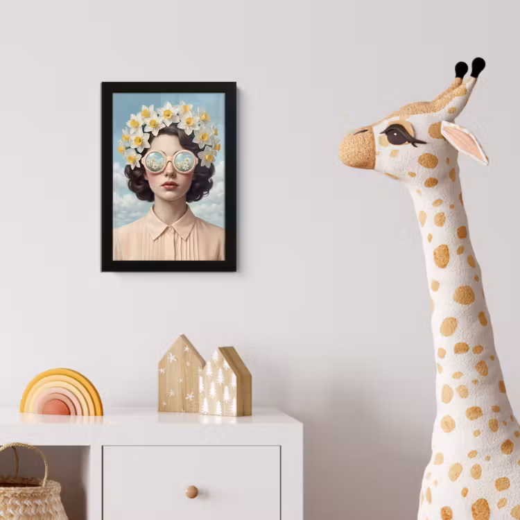 Vrouw - Narcissen - Geel fotolijst zwart zonder passe partout klein -usfeer4_kinderkamer