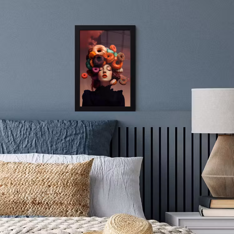 Vrouw - Donuts - Kleurrijk fotolijst zwart zonder passe partout klein -sfeer3