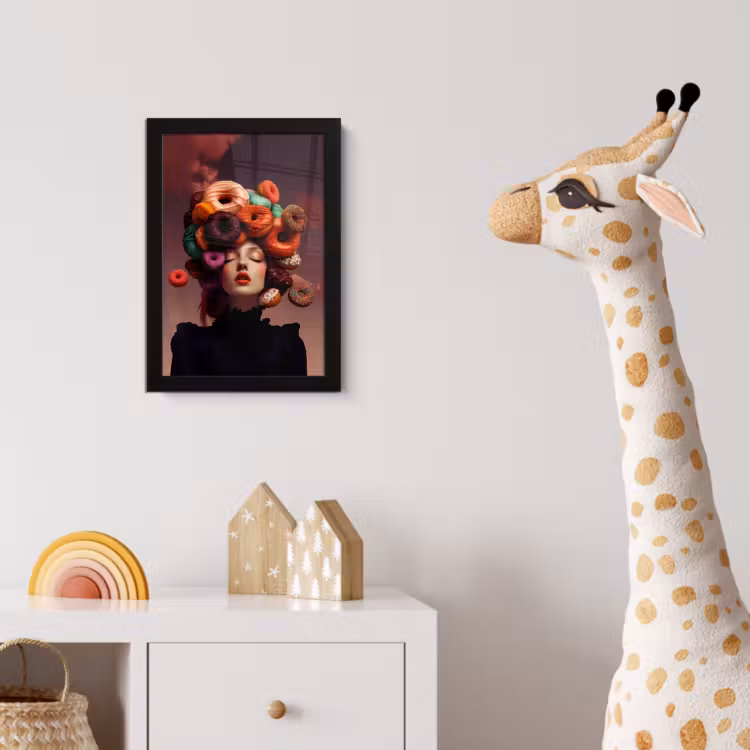 Vrouw - Donuts - Kleurrijk fotolijst zwart zonder passe partout klein -usfeer4_kinderkamer