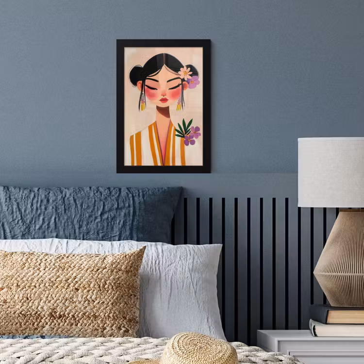 Vrouw - Bloemen - Pastel fotolijst zwart zonder passe partout klein -sfeer3