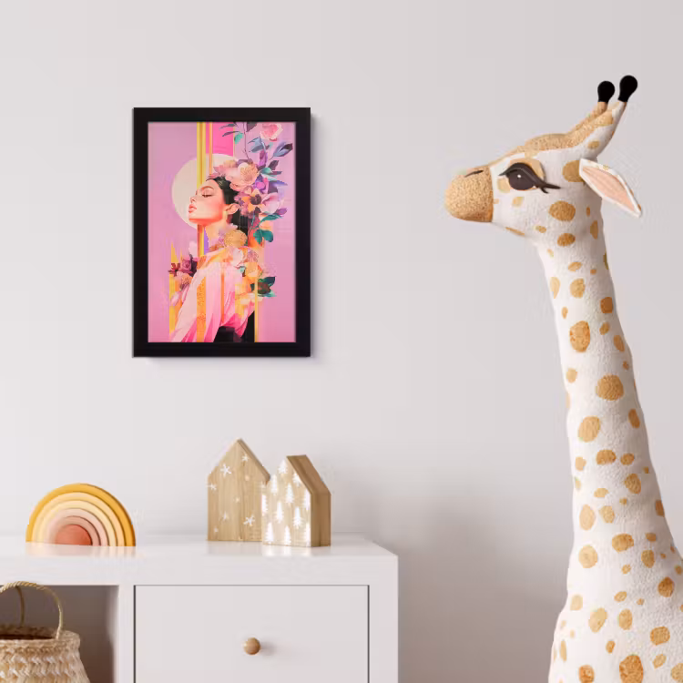 Vrouw - Bloemen - Paars - Abstract fotolijst zwart zonder passe partout klein -usfeer4_kinderkamer