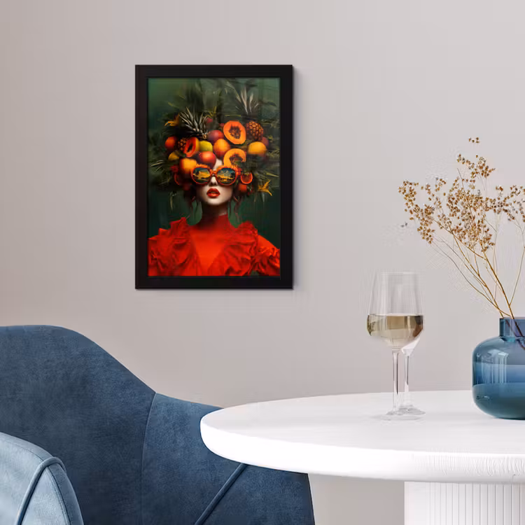 Vrouw - Vruchten - Papaja - Ananas fotolijst zwart zonder passe partout klein -sfeer4