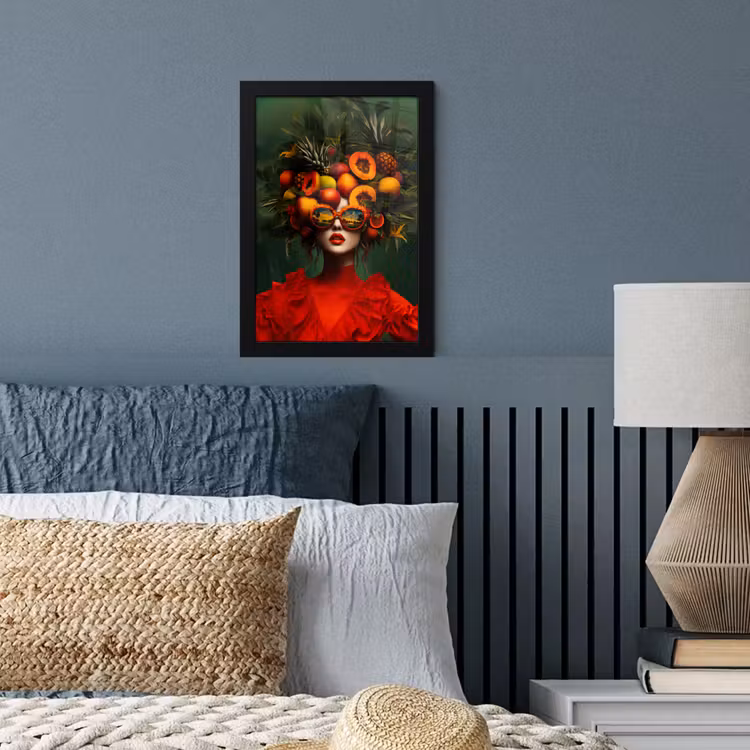 Vrouw - Vruchten - Papaja - Ananas fotolijst zwart zonder passe partout klein -sfeer3
