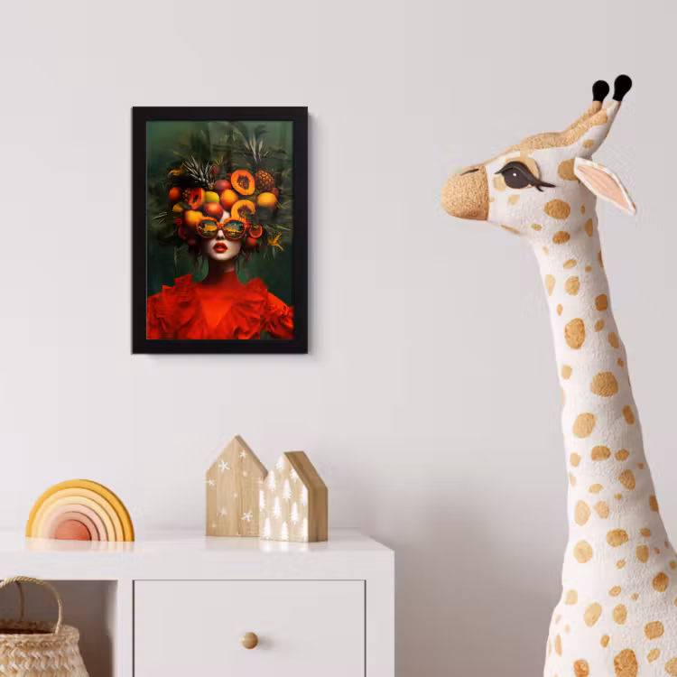 Vrouw - Vruchten - Papaja - Ananas fotolijst zwart zonder passe partout klein -usfeer4_kinderkamer