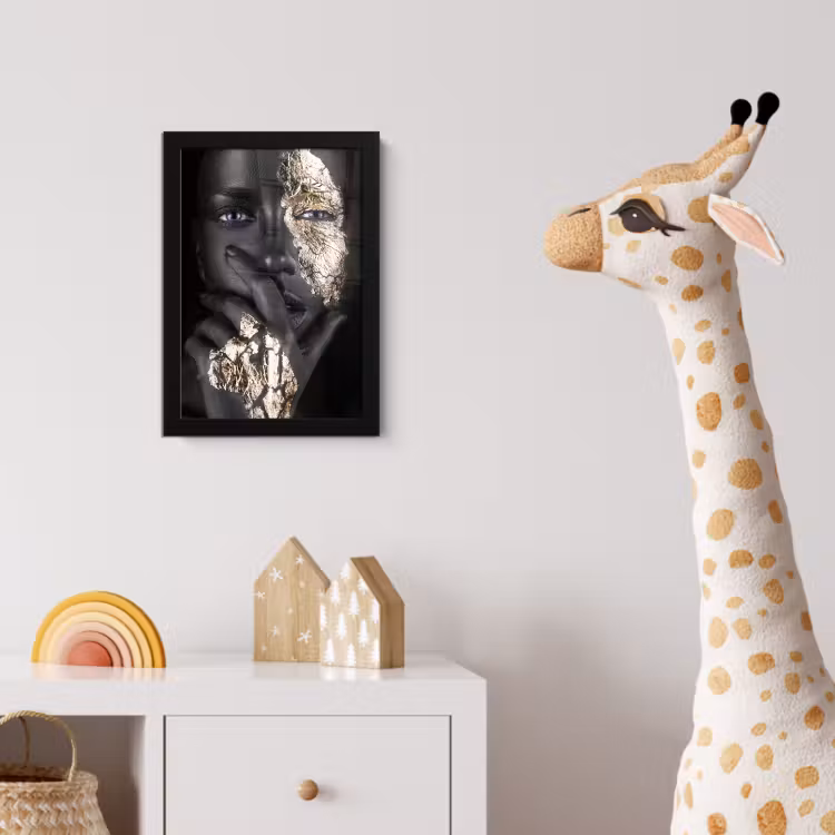 Vrouw - Goud - Zwart - Schmink - Luxe fotolijst zwart zonder passe partout klein -usfeer4_kinderkamer