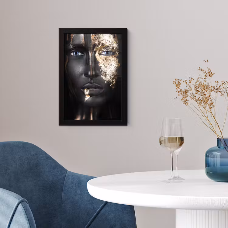 Vrouw - Bladgoud - Zwart - Goud - Luxe fotolijst zwart zonder passe partout klein -sfeer4