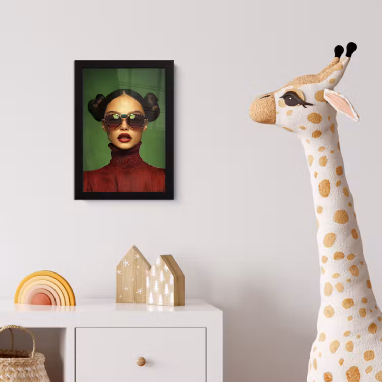 Vrouw - Groen - Bril - Aesthetic - Modern fotolijst zwart zonder passe partout klein -usfeer4_kinderkamer