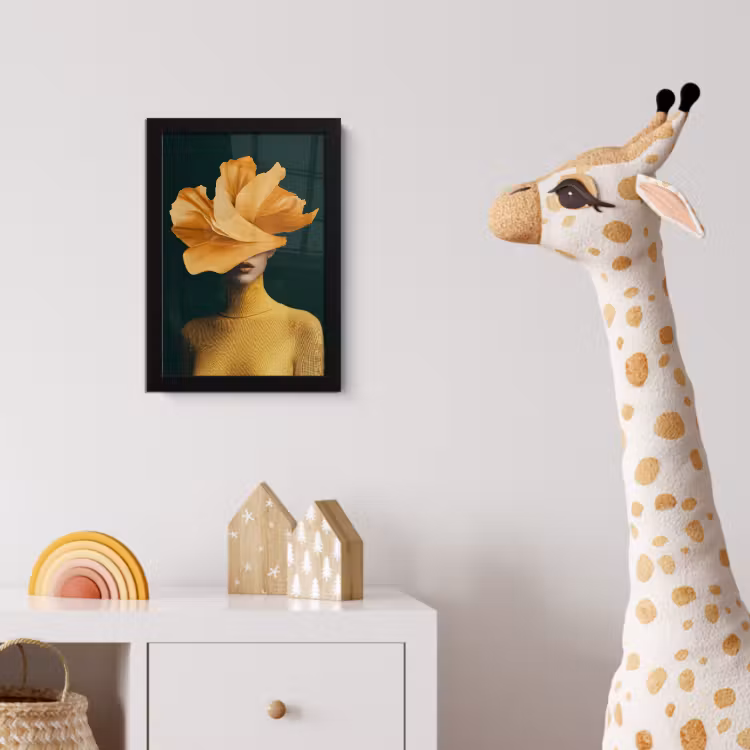 Vrouw - Hoed - Geel fotolijst zwart zonder passe partout klein -usfeer4_kinderkamer