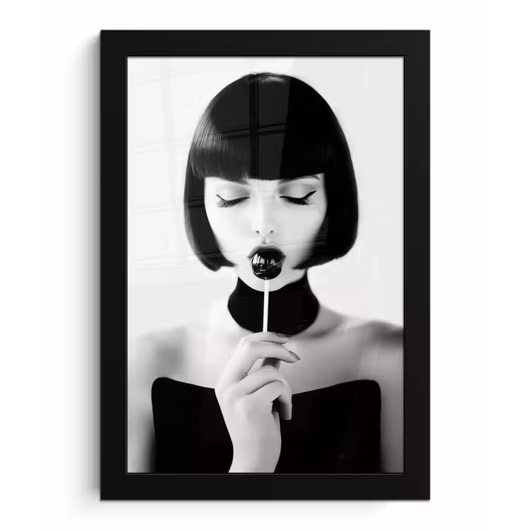 Vrouw - Lolly - Zwart - Wit fotolijst zwart zonder passe partout klein -3d