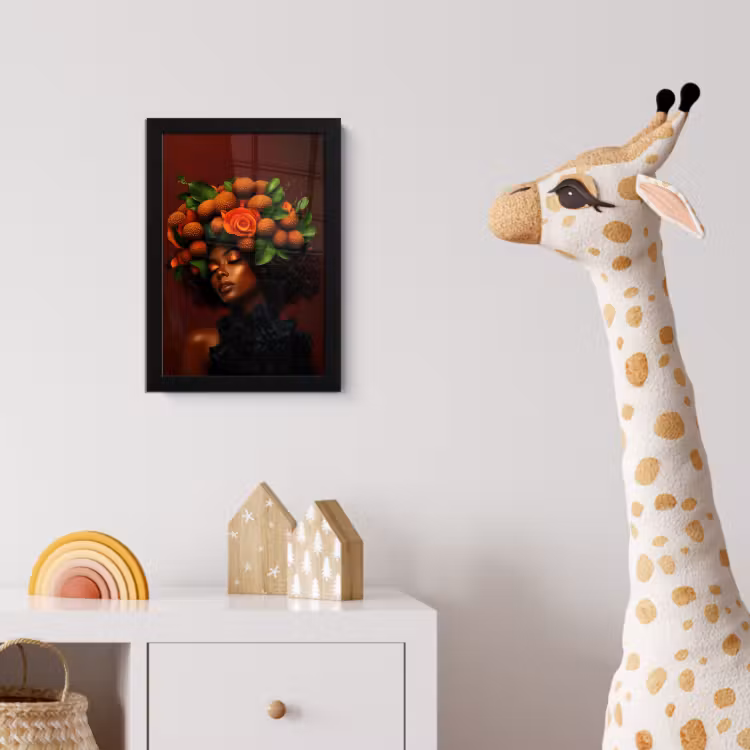 Vrouw - lychee - exotisch fotolijst zwart zonder passe partout klein -usfeer4_kinderkamer