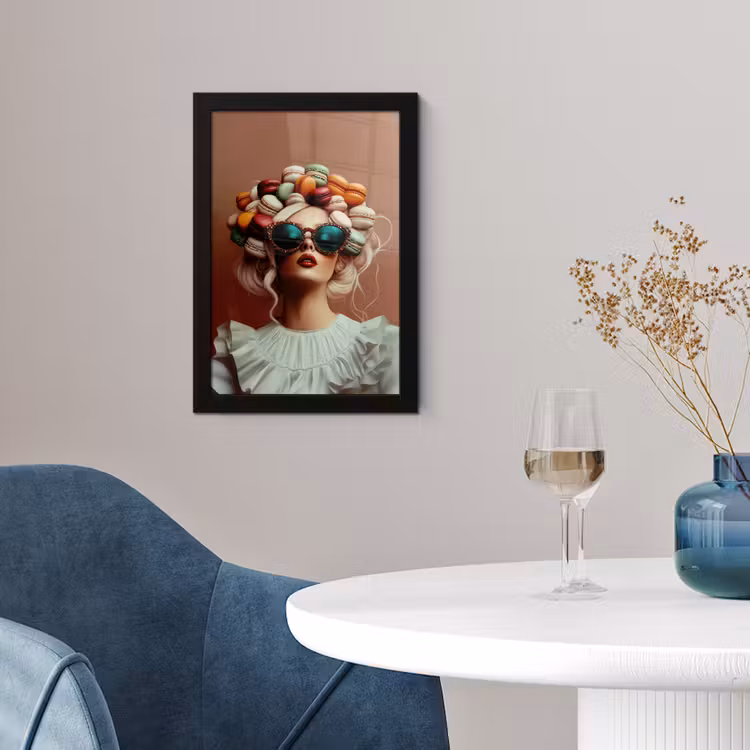 Vrouw - Macarons - Bril fotolijst zwart zonder passe partout klein -sfeer4