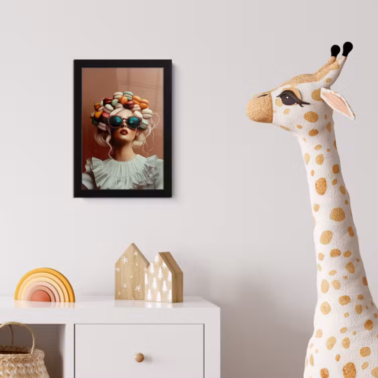 Vrouw - Macarons - Bril fotolijst zwart zonder passe partout klein -usfeer4_kinderkamer