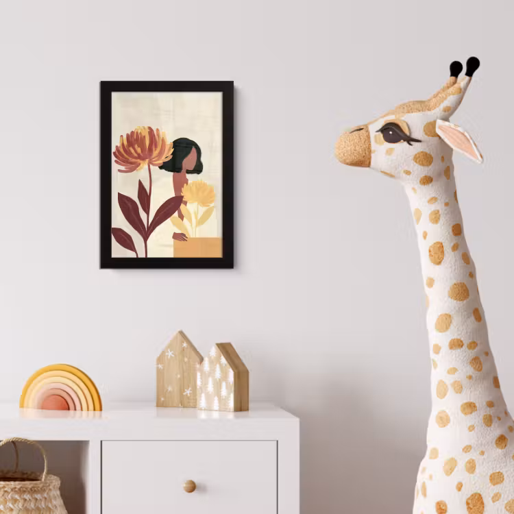 Vrouw - Minimalistisch - Bloem fotolijst zwart zonder passe partout klein -usfeer4_kinderkamer