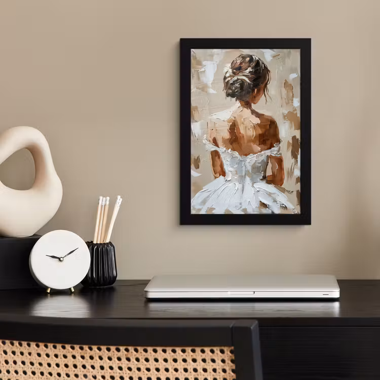 Vrouw - Verf - Abstract - Beige - Modern fotolijst zwart zonder passe partout klein -sfeer1