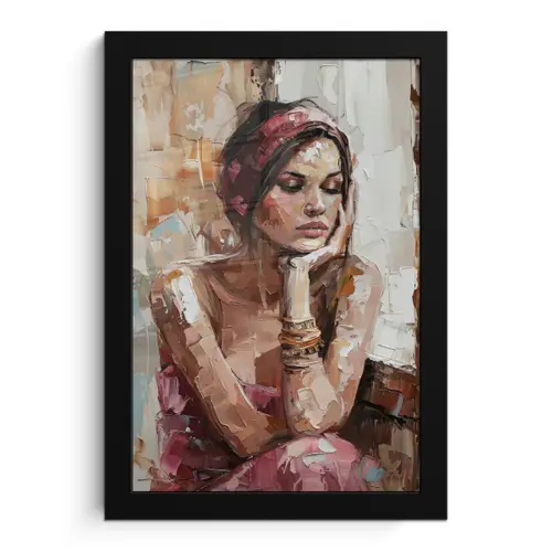 Vrouw - Verflook - Portret - Modern fotolijst zwart zonder passe partout klein -3d