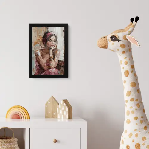 Vrouw - Verflook - Portret - Modern fotolijst zwart zonder passe partout klein -usfeer4_kinderkamer
