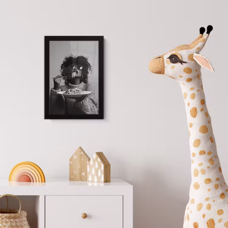 Vrouw - Pasta - Zwart - Wit fotolijst zwart zonder passe partout klein -usfeer4_kinderkamer