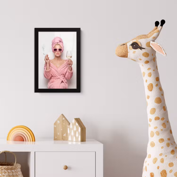 Vrouw - Roze - Wijn - Zonnebril fotolijst zwart zonder passe partout klein -usfeer4_kinderkamer