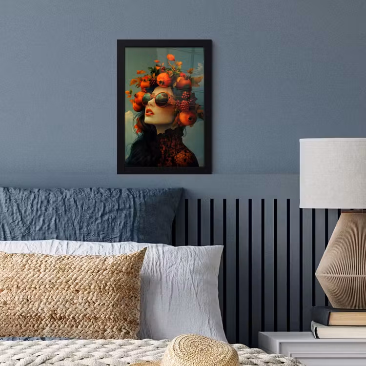 Vrouw - Granaatappel - Herfst - Zonnebril fotolijst zwart zonder passe partout klein -sfeer3
