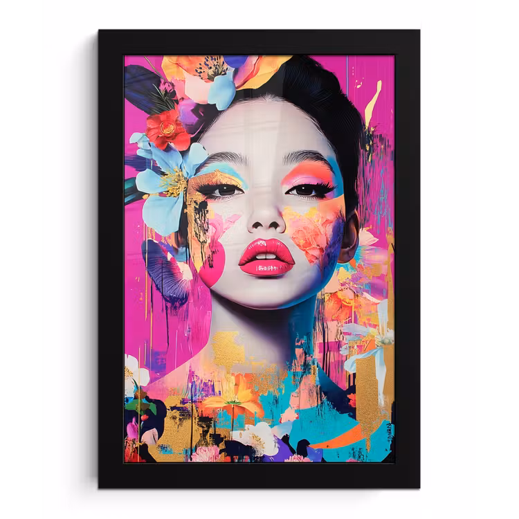Vrouw - Portret - Abstract - Paars fotolijst zwart zonder passe partout klein -3d
