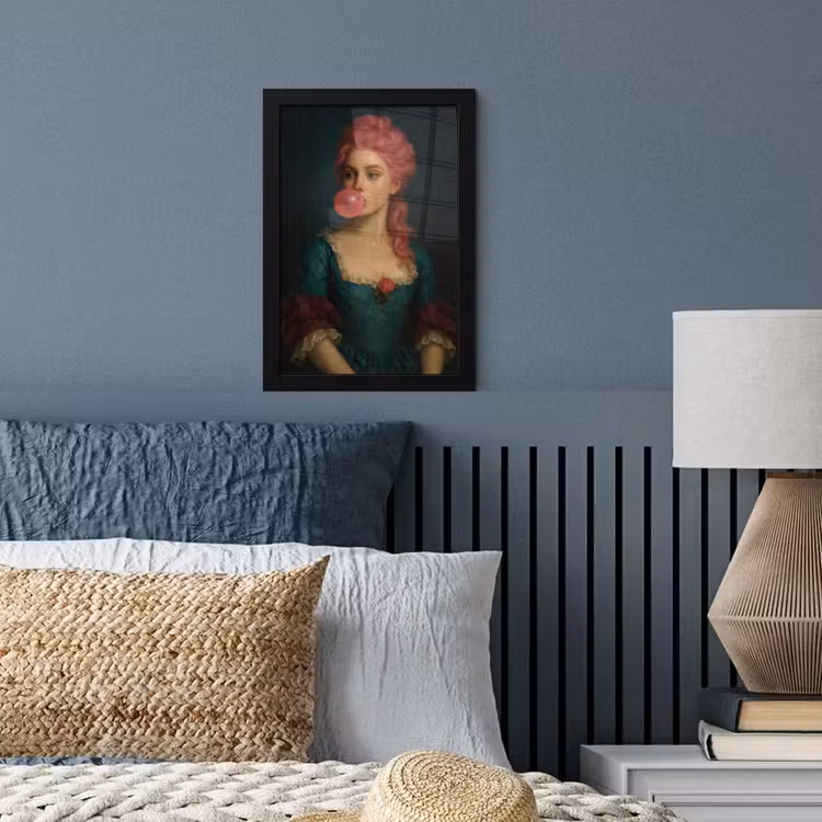 Vrouw - Portret - Kauwgombel fotolijst zwart zonder passe partout klein -sfeer3