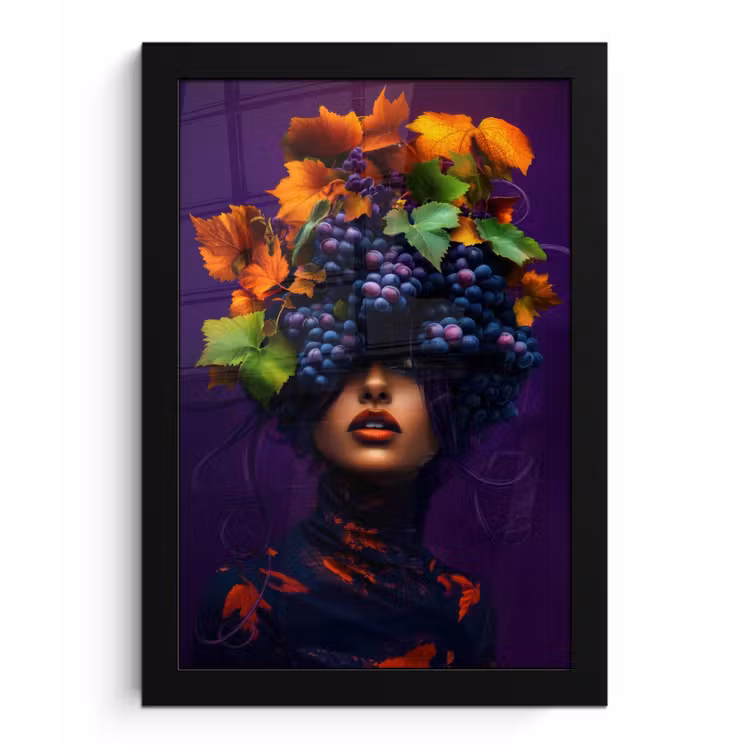 Vrouw - Paars - Druiven fotolijst zwart zonder passe partout klein -3d