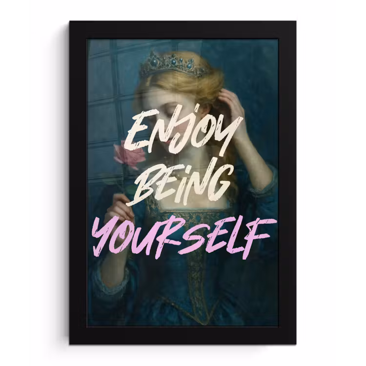 Vrouw - Roos - Quote fotolijst zwart zonder passe partout klein -3d