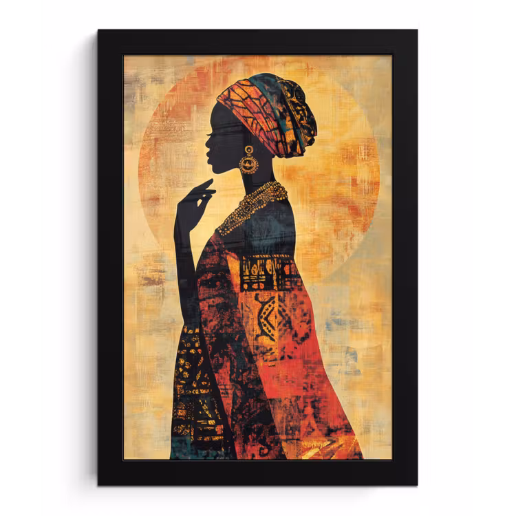 Vrouw - Silhouet - Patronen - Sierlijk fotolijst zwart zonder passe partout klein -3d