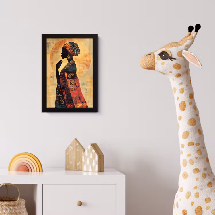 Vrouw - Silhouet - Patronen - Sierlijk fotolijst zwart zonder passe partout klein -usfeer4_kinderkamer