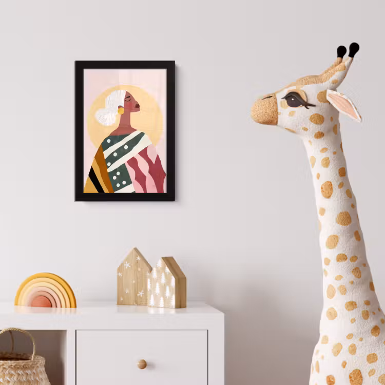 Vrouw - Zon - Kleurrijk fotolijst zwart zonder passe partout klein -usfeer4_kinderkamer
