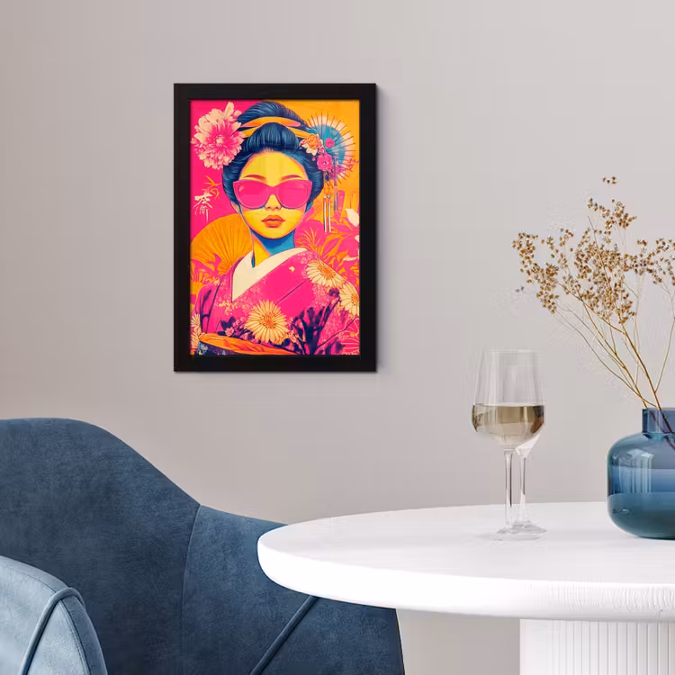 Vrouw - Zonnebril - Abstract - Oranje fotolijst zwart zonder passe partout klein -sfeer4
