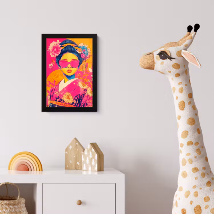 Vrouw - Zonnebril - Abstract - Oranje fotolijst zwart zonder passe partout klein -usfeer4_kinderkamer