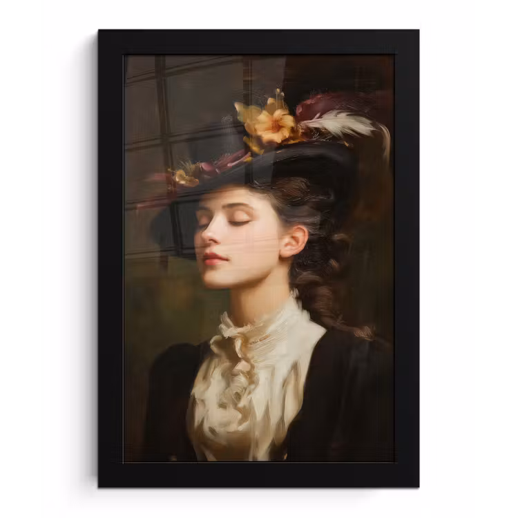 Vrouw - Victoriaans - Portret fotolijst zwart zonder passe partout klein -3d