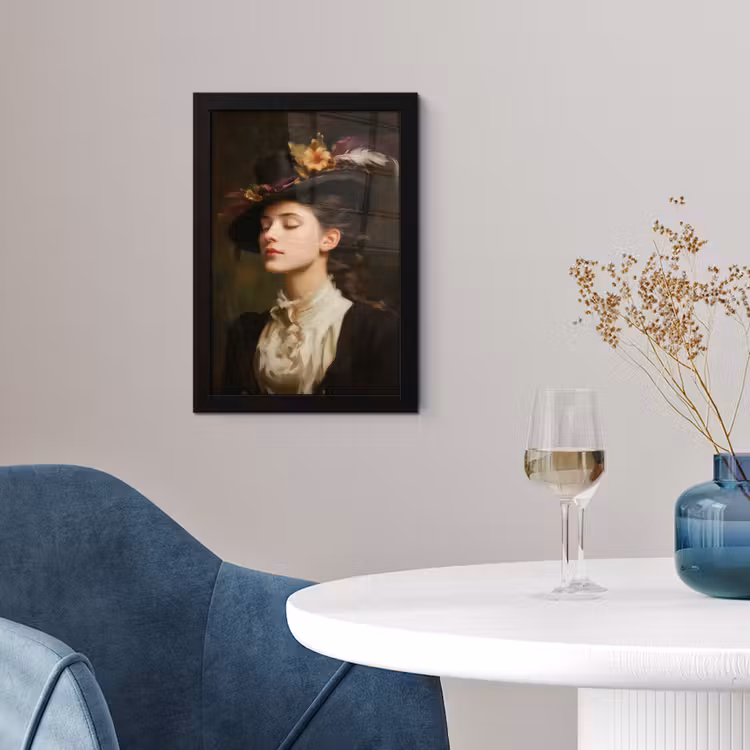 Vrouw - Victoriaans - Portret fotolijst zwart zonder passe partout klein -sfeer4
