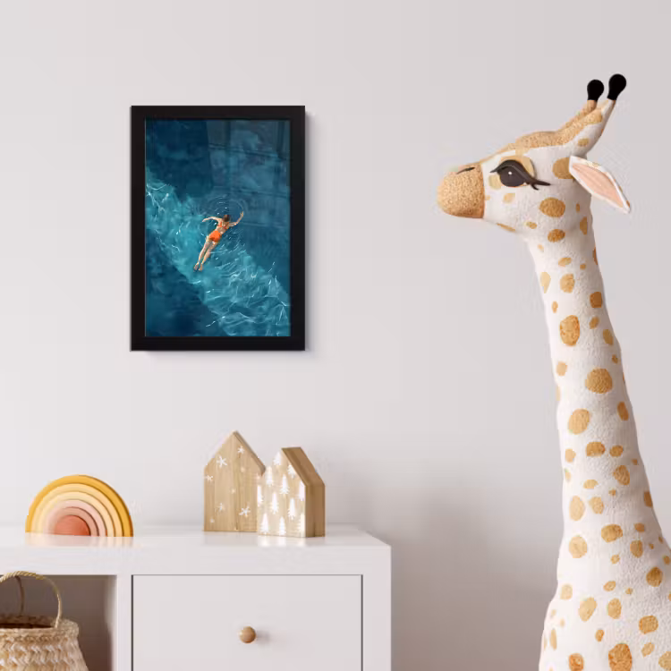 Vrouw - Water - Bikini - Oranje fotolijst zwart zonder passe partout klein -usfeer4_kinderkamer