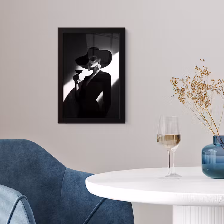 Vrouw - Wijn - Chic fotolijst zwart zonder passe partout klein -sfeer4