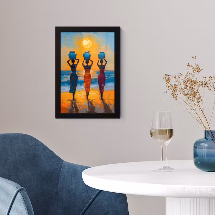 Vrouwen - Strand - Zondsondergang fotolijst zwart zonder passe partout klein -sfeer4