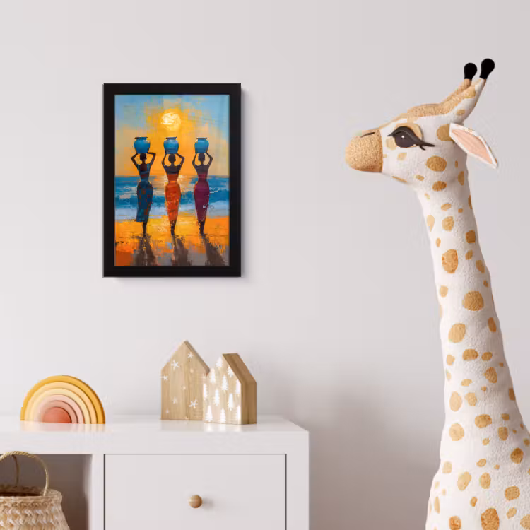 Vrouwen - Strand - Zondsondergang fotolijst zwart zonder passe partout klein -usfeer4_kinderkamer