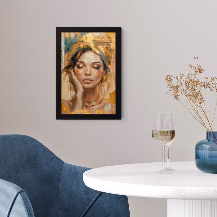 Vrouwen - Portret - Luxe - Goud fotolijst zwart zonder passe partout klein -sfeer4