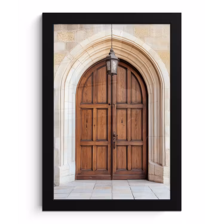 Houten - Deur - Lantaarn fotolijst zwart zonder passe partout klein -3d