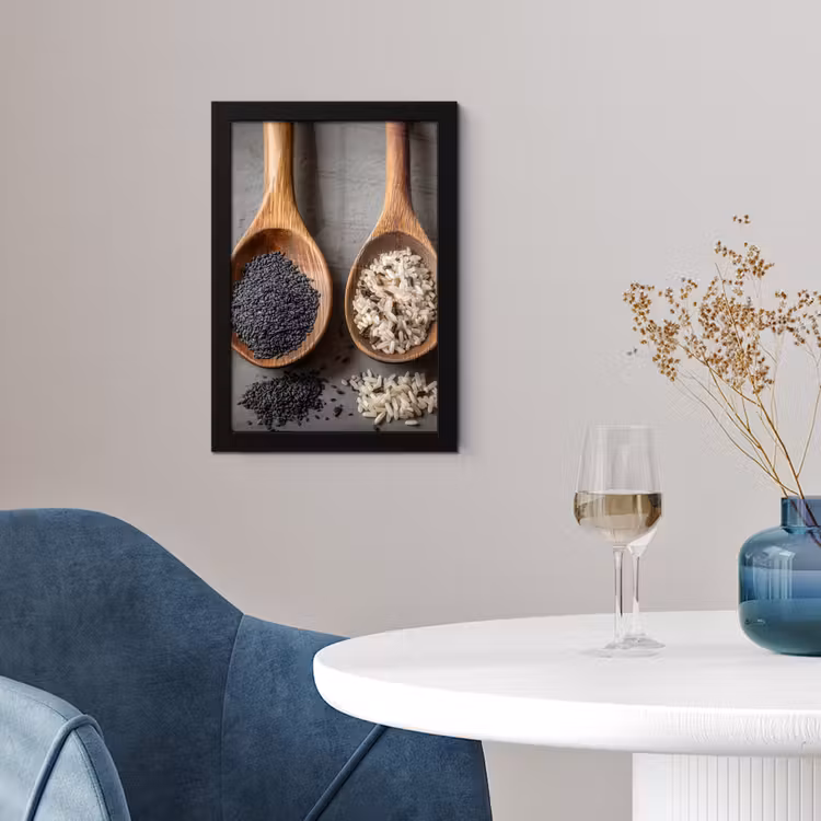 Houten - Lepels - Rijst - Zaden fotolijst zwart zonder passe partout klein -sfeer4
