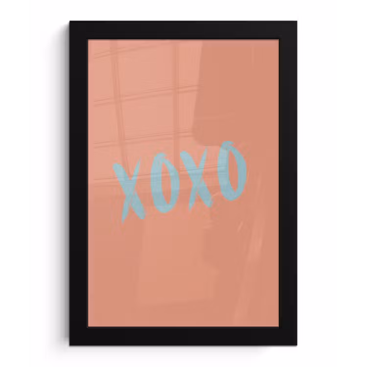 XOXO - Blauw - Perzikkleur fotolijst zwart zonder passe partout klein -3d