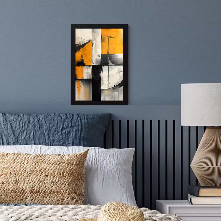 Geel - Abstract - Modern - Vormen fotolijst zwart zonder passe partout klein -sfeer3