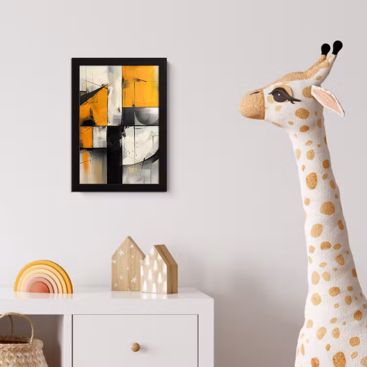 Geel - Abstract - Modern - Vormen fotolijst zwart zonder passe partout klein -usfeer4_kinderkamer