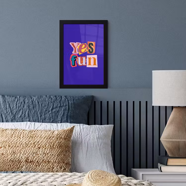 Yes fun - Kleurrijk - Collage-stijl fotolijst zwart zonder passe partout klein -sfeer3