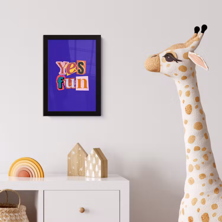 Yes fun - Kleurrijk - Collage-stijl fotolijst zwart zonder passe partout klein -usfeer4_kinderkamer