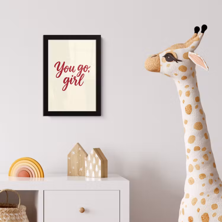 you go girl - Rood - Wit fotolijst zwart zonder passe partout klein -usfeer4_kinderkamer