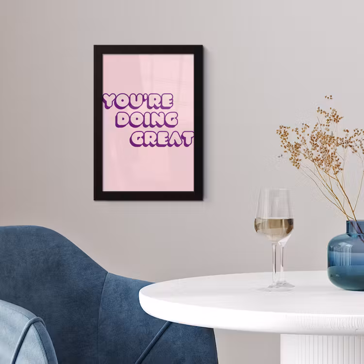 You're doing great - Roze - Bubble letters fotolijst zwart zonder passe partout klein -sfeer4